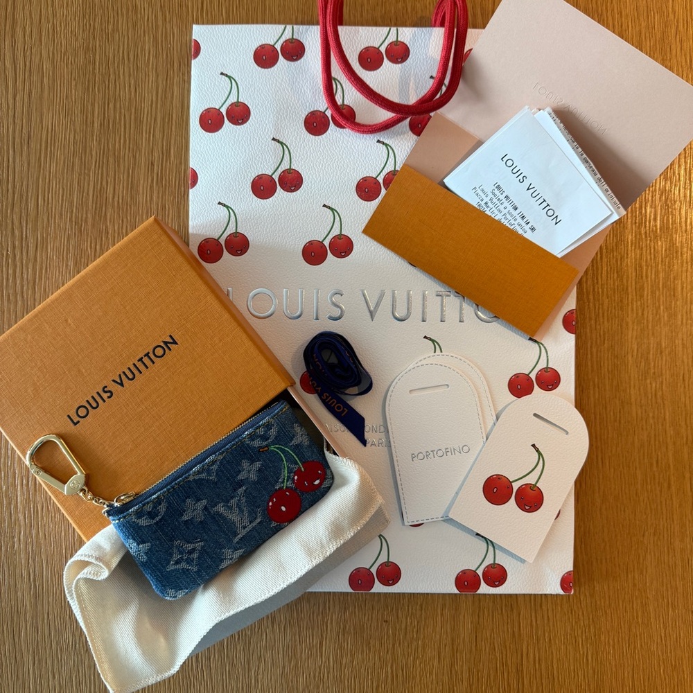 Louis Vuitton x Takashi Murakami Blue Denim Key Pouch